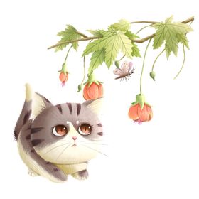 猫咪抓蝴蝶