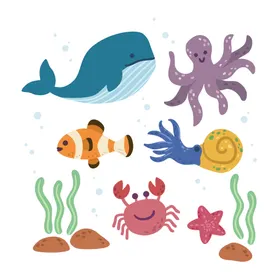 海洋生物底世界卡通鱼类
