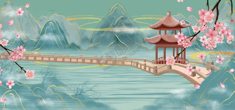 编号：58943009171822436798【酷图网】源文件下载-手绘古风插画背景图片