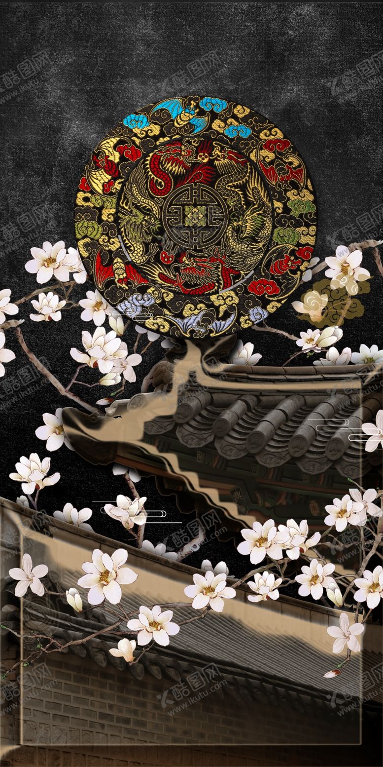 编号：35556709221751407097【酷图网】源文件下载-手绘花鸟玄关装饰画