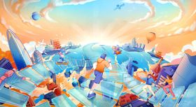 奔赴美好场景插画