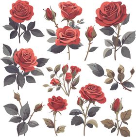 手绘红玫瑰