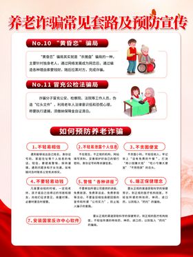 养老诈骗常见套路和预防海报