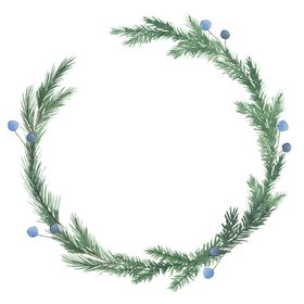 小清新水彩花圈图案