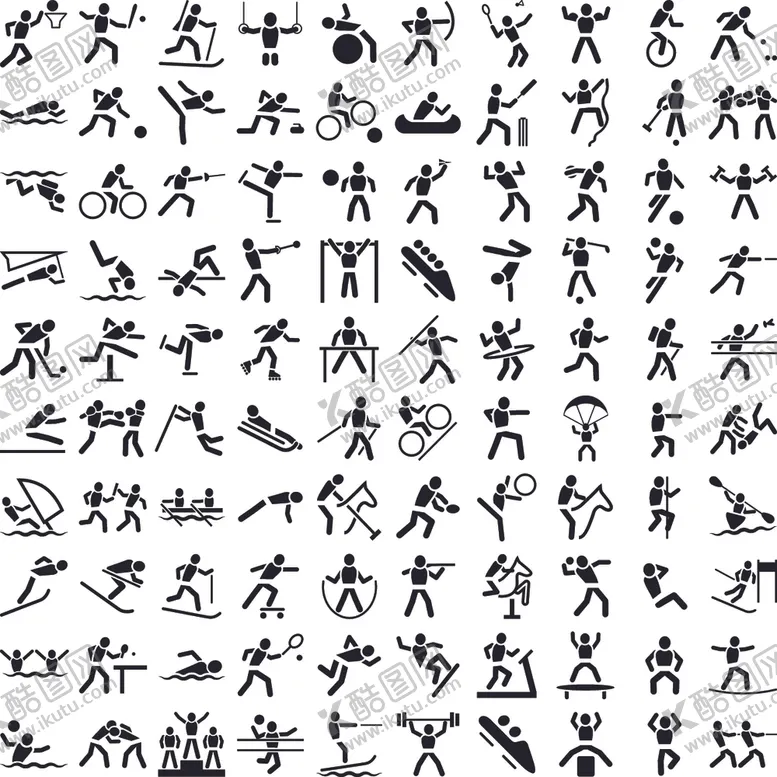 编号：20909306291625438118【酷图网】源文件下载-多样运动图标集合