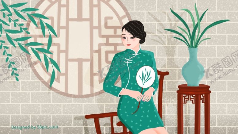 编号：66992604130756363727【酷图网】源文件下载-旗袍女子
