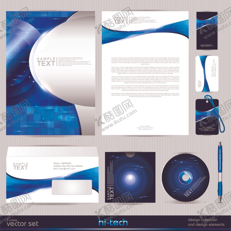 编号：99982810131932431381【酷图网】源文件下载-蓝白商务品牌视觉设计套件