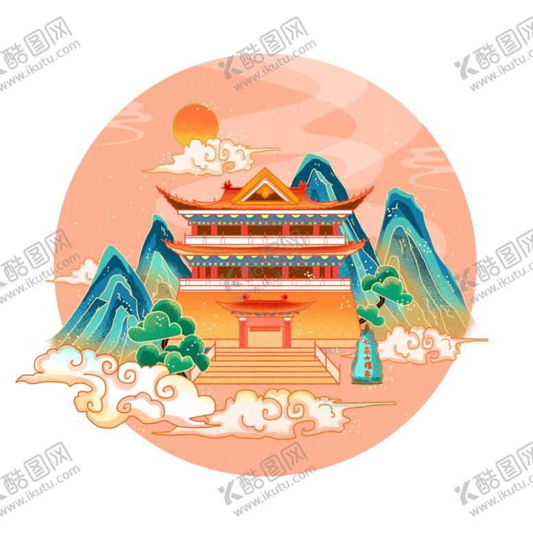 编号：89321509141603516092【酷图网】源文件下载-旅游景点插画元素