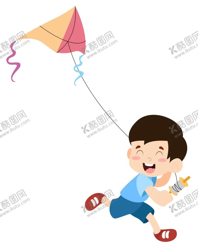 编号：69115301260727368832【酷图网】源文件下载-矢量卡通男孩放风筝