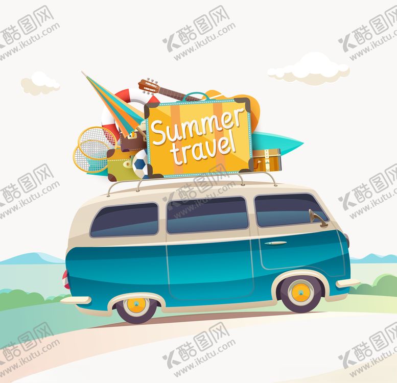 编号：66182507090231326642【酷图网】源文件下载-矢量卡通旅行汽车
