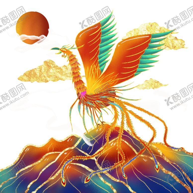 编号：66927104141539351586【酷图网】源文件下载-国潮凤凰插画