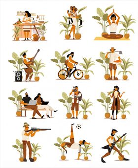 不同兴趣人物矢量素材设计