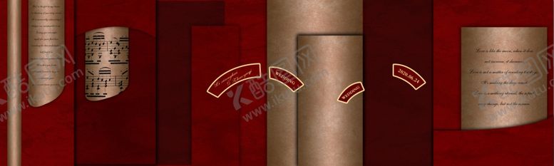 编号：27155909240716593384【酷图网】源文件下载-红金复古婚礼背景