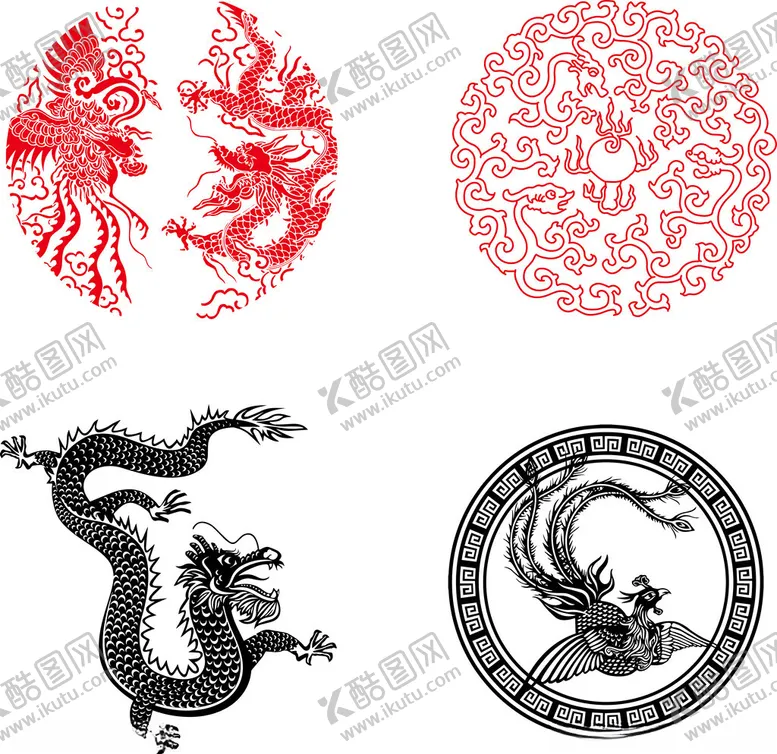 编号：10532601272330472740【酷图网】源文件下载-龙凤图案