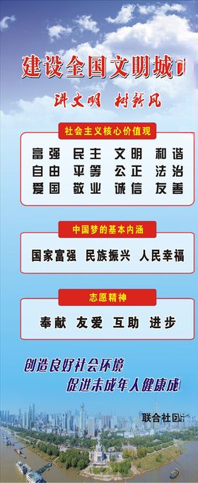 创建全国文明城市展架文明创建