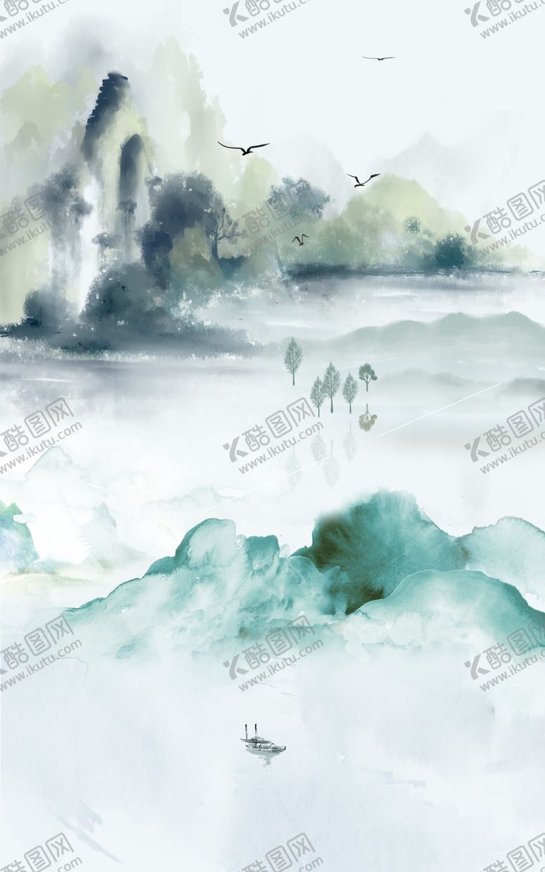编号：49889207071334162624【酷图网】源文件下载-中国风新中式山水画