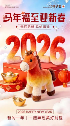 2026毛绒马年新春海报