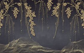 叠金金色树枝矢量