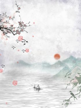 水墨画图片山水风景中国风海报素材书墙绘现代新式