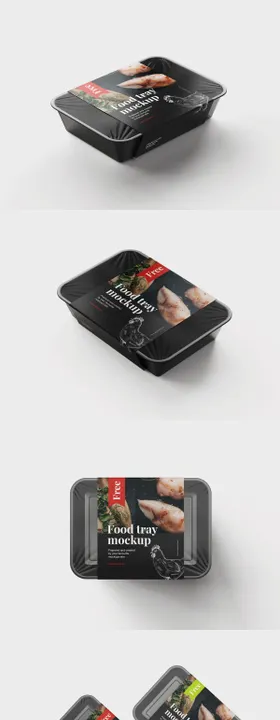 食物托盘包装贴图样机