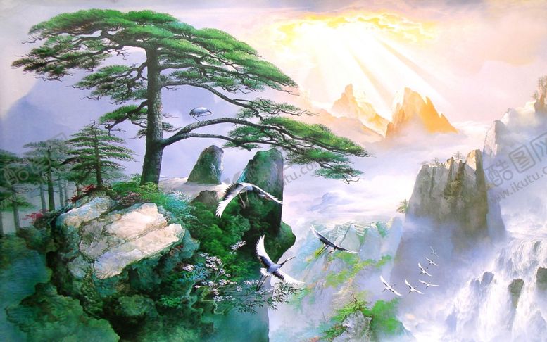 编号：87703509280050002946【酷图网】源文件下载-山水画背景墙