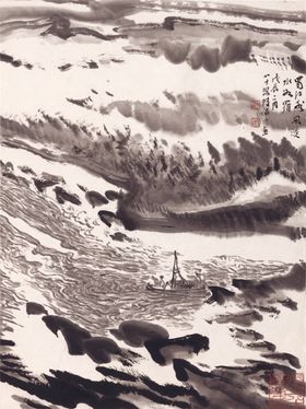 传统水墨国画花枝