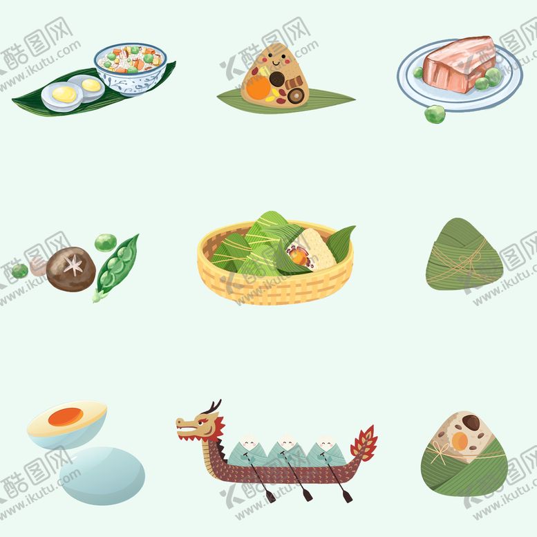 编号：68532909112221379473【酷图网】源文件下载-端午节粽子节日主题元素艺术封面