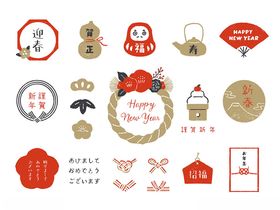 红色圣诞装饰图案集合