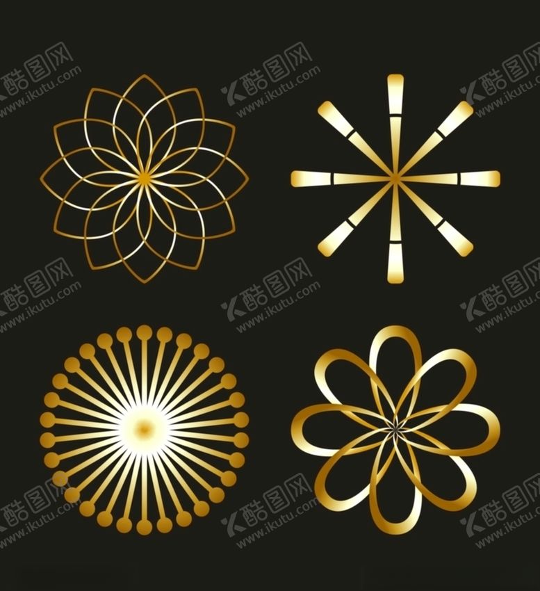编号：37644910120531011201【酷图网】源文件下载-黄金金属花花花朵CDR矢量素材