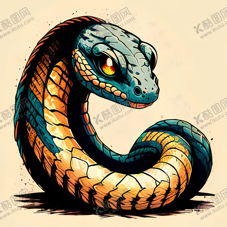 编号：77993901230627115952【酷图网】源文件下载-眼镜蛇插画