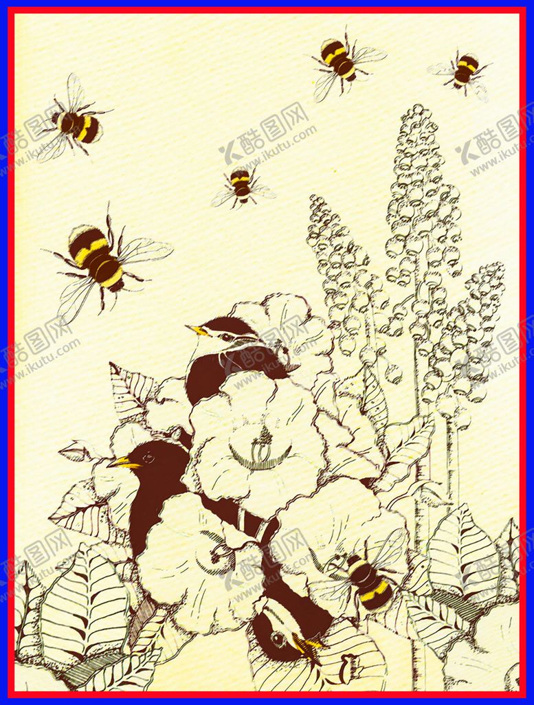 编号：24811906162013499375【酷图网】源文件下载-水彩蜜蜂蝴蝶花