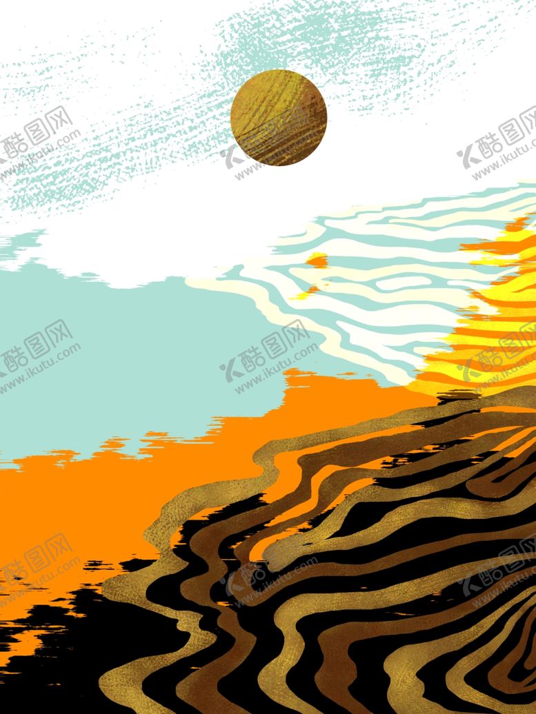 编号：26830009251933345990【酷图网】源文件下载-抽象金箔装饰画