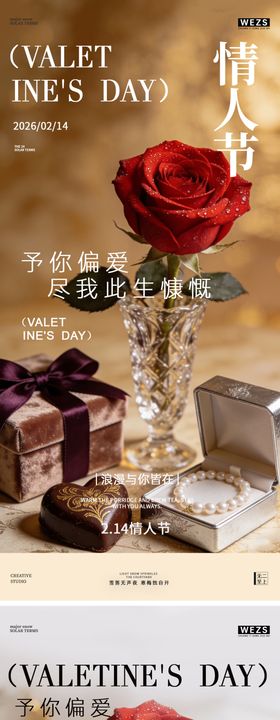 情人节简约高极玫瑰花海报