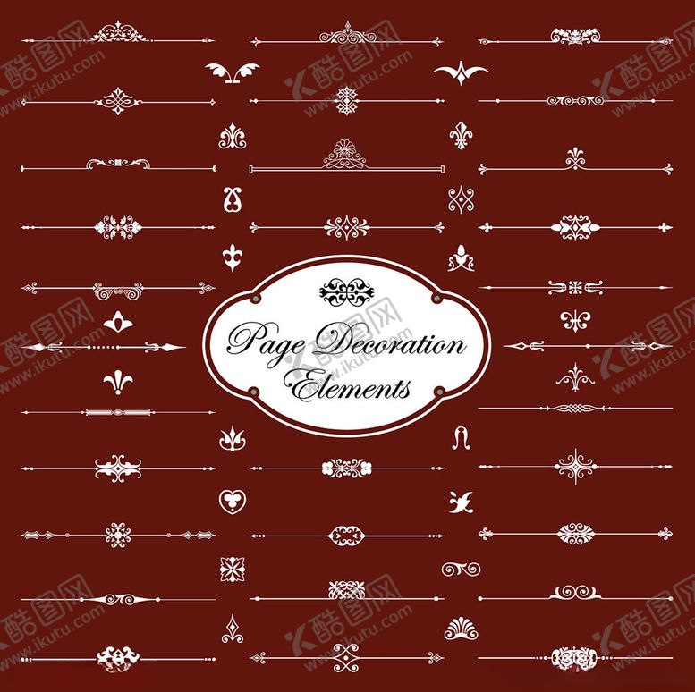 编号：50959210310300051783【酷图网】源文件下载-复古红色背景装饰图案集