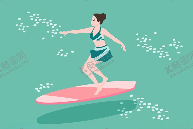 编号：96395609190128345989【酷图网】源文件下载-美丽女孩夏日冲浪元素