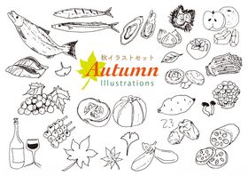 秋季美食与元素插画