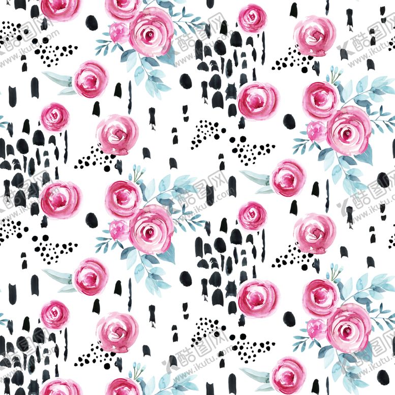 编号：86352109262214393714【酷图网】源文件下载-水彩花朵底纹图案