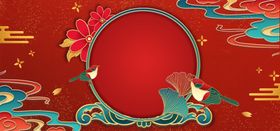 红色国潮浮雕创意背景合成