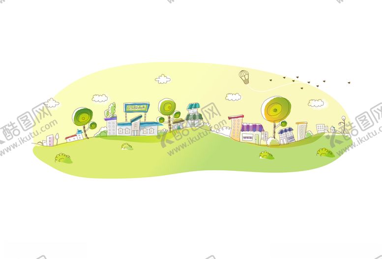 编号：67888410010314159182【酷图网】源文件下载-城市线条风景插画卡通