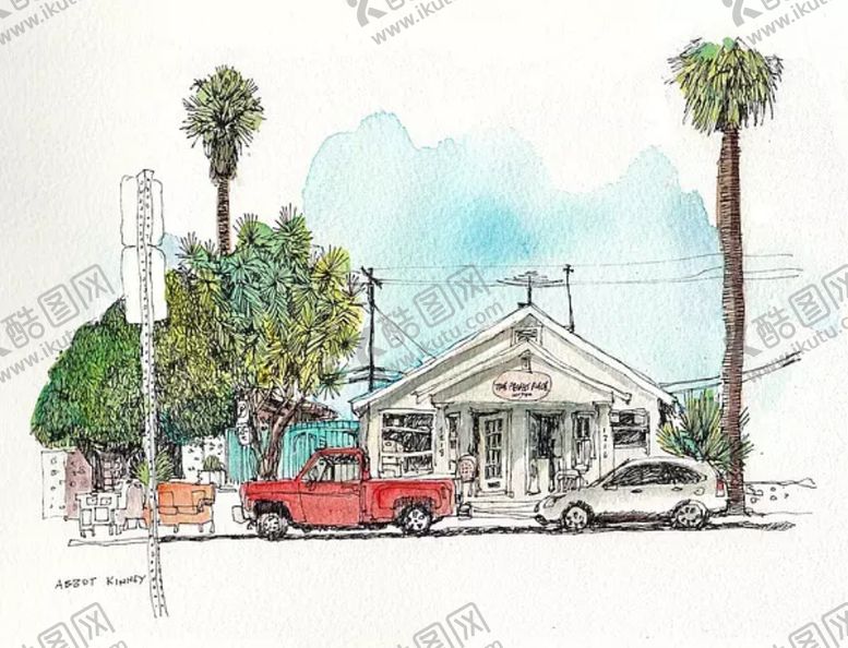 编号：66568810090039509679【酷图网】源文件下载-水彩建筑插画