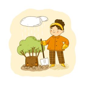 植树节插画郊游春游旅行
