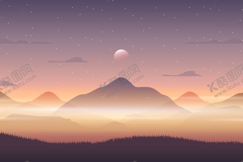 编号：98490210090233277450【酷图网】源文件下载-自然风光插画