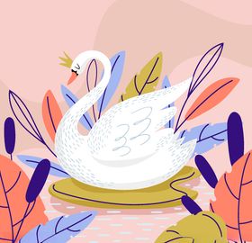天鹅AI矢量图唯美AI设计素材