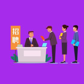 手绘商务人物士办公办公