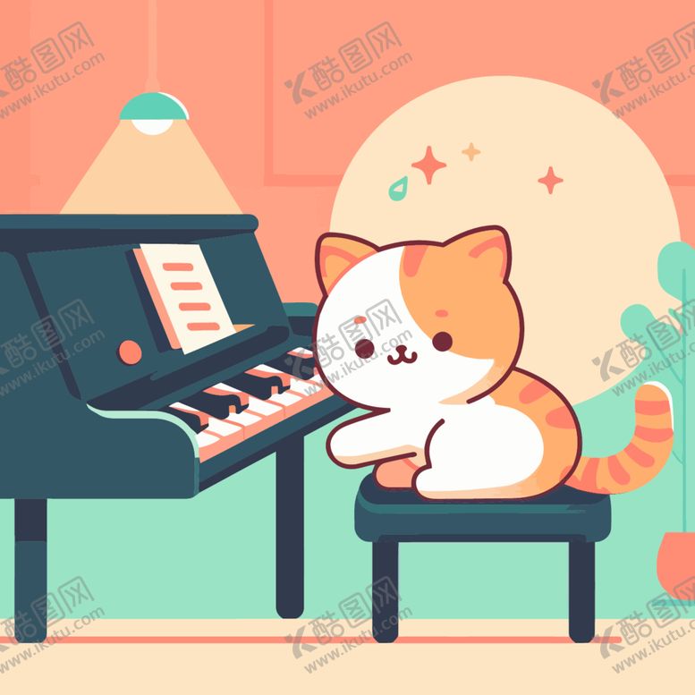 编号：58410812070217592117【酷图网】源文件下载-创意音乐小猫设计