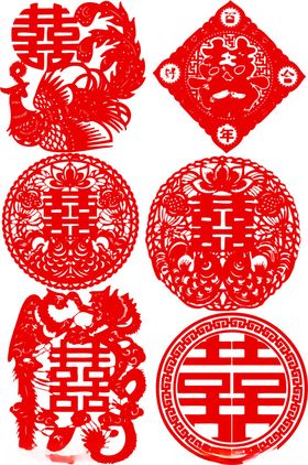 传统中式红色喜庆剪纸喜字