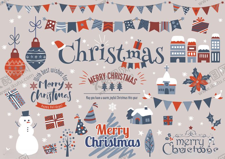 编号：64632210050041446141【酷图网】源文件下载-圣诞装饰图案素材集合