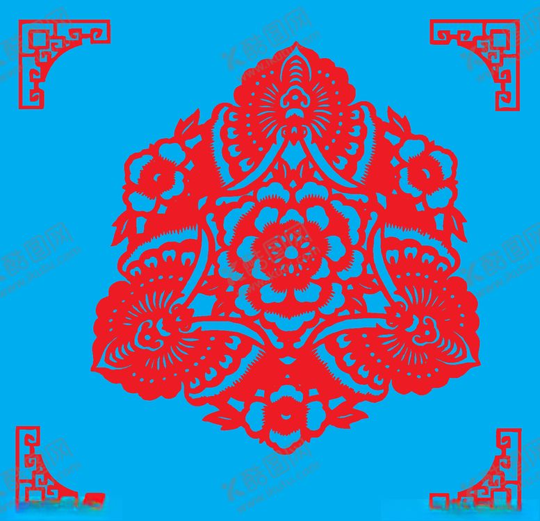 编号：93267609261420087806【酷图网】源文件下载-蝴蝶花卉剪纸