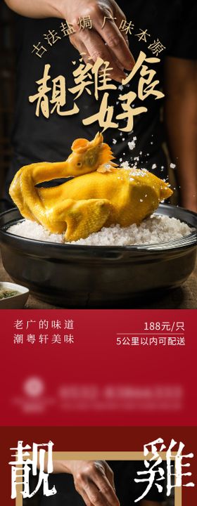 广东风味盐焗鸡美食海报