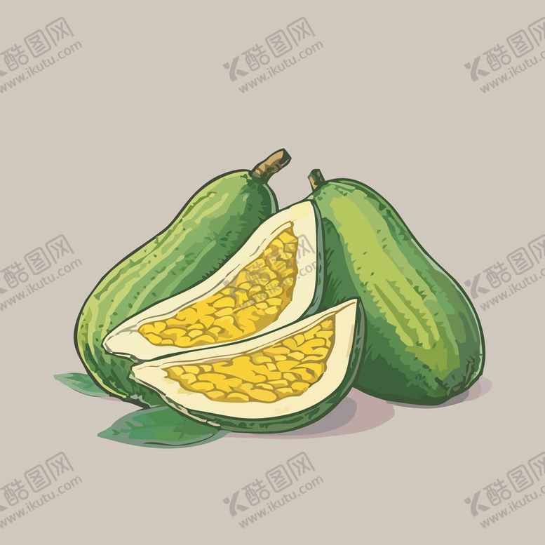 编号：84864012202348107738【酷图网】源文件下载-菠萝蜜热带水果手绘矢量插画